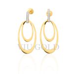 Brinco Argolas em ouro 18k amarelo e branco nas garras com Diamantes 