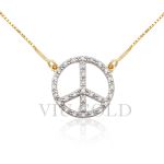 Gargantilha símbolo da Paz em ouro 18k amarelo e branco com Diamantes 