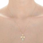 Pingente de Menina em Ouro 18k Amarelo e Branco com Diamantes 