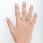 Anel aro duplo com borboleta em ouro 18k amarelo, e branco nos detalhes