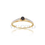 Anel em ouro 18K amarelo com Diamantes negros e Diamantes brancos