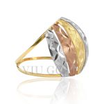 Anel aro duplo trabalhado em ouro 18k amarelo, branco, e rose