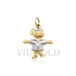 Pingente de Menina em Ouro 18K Amarelo e Branco