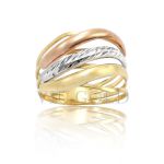 Anel em ouro 18k amarelo, branco, e rose