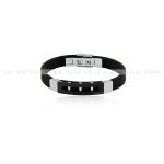 Pulseira design italiano de Aço com Silicone e detalhe Black