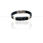 Pulseira design italiano de Aço com Silicone e detalhe Black