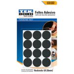 Feltro Redondo Preto 20mm Tekbond Cartela 24 Unid Antirrisco