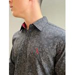 CAMISA MASCULINA SOCIAL SLIM FIT PRETA FLORAL