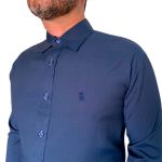 CAMISA MASCULINA SOCIAL SLIM FIT AZUL ESCURO SK