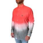 CAMISA MASCULINA SOCIAL DEGRADÊ LARANJA E CINZA JJ