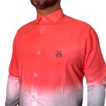 CAMISA MASCULINA SOCIAL DEGRADÊ LARANJA E CINZA JJ