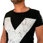 CAMISETA MASCULINA LONGLINE PRETA ALGODAO