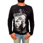 CAMISETA MASCULINA MANGA LONGA ALGODAO PRETA VIKINGS