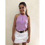 Blusa Regata Crepe Feminina Lilás Cava Americana