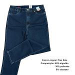 Calça Loopper Plus Size Feminina Jeans Azul Escuro