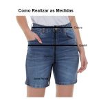 BERMUDA FEMININA JEANS CINTURA ALTA BOTOES NA BARRA LOOPPER 