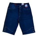 BERMUDA FEMININA JEANS CINTURA ALTA BOTOES NA BARRA LOOPPER 