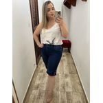 BERMUDA FEMININA JEANS CINTURA ALTA BOTOES NA BARRA LOOPPER 