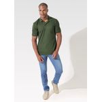 Polo Masculina Verde Musgo