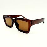 Óculos de Sol HD DOM Design Quadrado, Armação Marrom transl e Bordas Largas Marrom