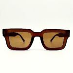 Óculos de Sol HD DOM Design Quadrado, Armação Marrom transl e Bordas Largas Marrom