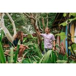 Óculos de Sol Waimea HD com armação em acetato preto fosco com as hastes em MADEIRA/BAMBU natural