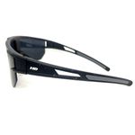 Óculos de Sol HD Hilo acetato preto detalhes emborrachados em cinza e lentes fumê Modelo máscara