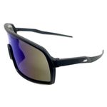 Óculos de Sol HD Hawi Máscara em acetato na cor preto com as lentes espelhadas em azul