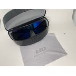 Óculos de Sol Ocean HD em acetato preto fosco com as lentes em azul oceano espelhada