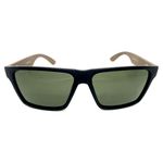 Óculos de Sol Makena HD acetato preto fosco hastes MADEIRA/BAMBU natural lentes POLARIZADAS