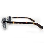 Óculos de sol HD Round Hastap com armação transparente e hastes animal print e lentes com proteção UV