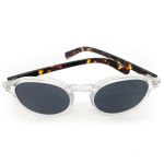 Óculos de sol HD Round Hastap com armação transparente e hastes animal print e lentes com proteção UV