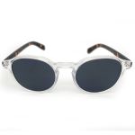 Óculos de sol HD Round Hastap com armação transparente e hastes animal print e lentes com proteção UV