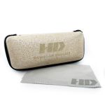 Óculos de sol HD Round Hastap com armação transparente e hastes animal print e lentes com proteção UV