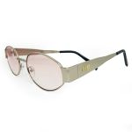 Óculos de sol HD em metal com armação dourada e lentes rose com proteção UV