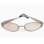 Óculos de sol HD em metal com armação dourada e lentes rose com proteção UV