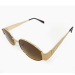 Óculos de sol HD em metal com armação dourada e lentes marrom com proteção UV