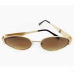 Óculos de sol HD em metal com armação dourada e lentes marrom com proteção UV