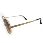 Óculos de sol HD em metal com armação dourada e lentes marrom degrade com proteção UV
