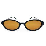 Óculos de sol HD com armação preta, haste metalizada e lentes marrom com proteção UV