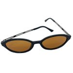 Óculos de sol HD com armação preta, haste metalizada e lentes marrom com proteção UV