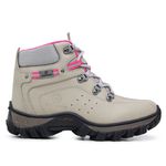 BOTA DE SEGURANÇA FEMININA C.A ORIGINAL COURO LEGÍTIMO CINZA/ROSA BIQUEIRA PVC