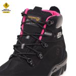 BOTA DE SEGURANÇA FEMININA C.A ORIGINAL COURO LEGÍTIMO PRETA/ROSA BIQUEIRA PVC