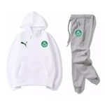 Conjunto de Moletom Sociedade Esportiva Palmeiras Puma Branco e Cinza