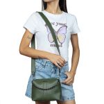 Bolsa Clutch Tiracolo Jade Preta Verde Militar