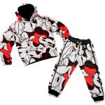 Conjunto Moletom Infantil Blusa de Frio e Calça Personagens Minnie Branco e Preto