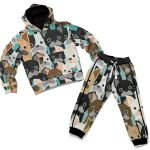 Conjunto Moletom Infantil Blusa de Frio e Calça Personagens Cachorrinhos Marrom