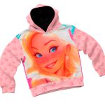 Conjunto Moletom Infantil Blusa de Frio e Calça Personagens Barbie Rosa