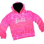 Conjunto Moletom Infantil Blusa de Frio e Calça Personagens Barbie Gliter Rosa