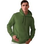 Moletom Masculino Verde Militar Básico Flanelado Com Capuz e Bolso Canguru